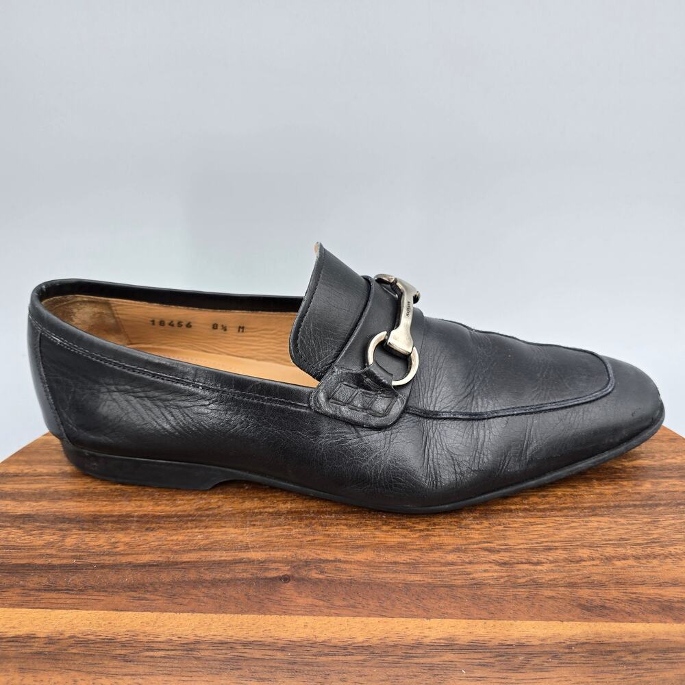 Magnanni Rafa II Loafers Mens 8.5 M Black Leather Apron Toe Horsebit Casual Shoe